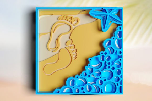 3D Beach SVG DXF Cricut Laser Cut Files: Wall Decor for Digital Spaces