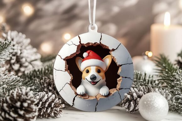 3D Crack Hole Corgi Dog Xmas Ornament Graphics and Crafts Review
