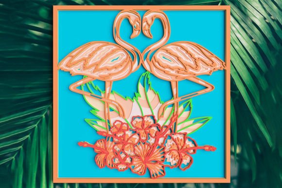 3D Flamingo SVG DXF 8 Layer - Summer Svg