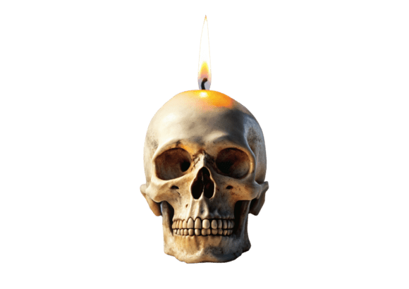 3d Illustration Skull Shaped Candle PNG Graphics Review