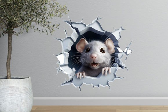3D Mouse Peeks out of a Hole Sticker Graphics and Crafts Review