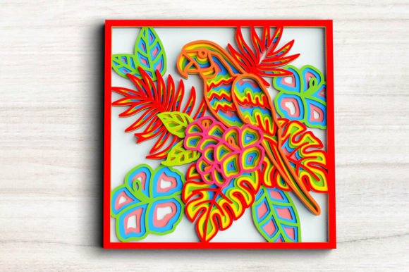 3D Parrot SVG DXF 9 Layer - 3D Bird Svg Graphics and Crafts