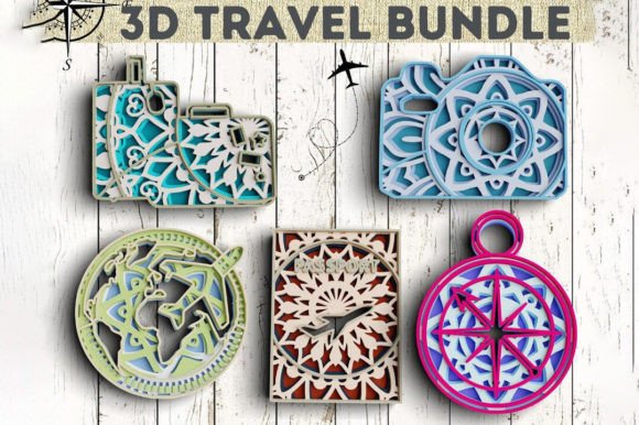 3D Travel SVG DXF Bundle - Vacation Svg Graphics Crafts