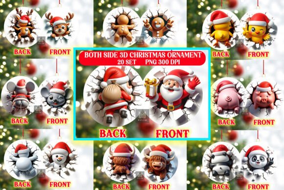 Both Side 3D Xmas Ornament PNG Bundle Review