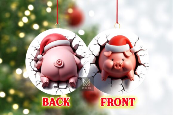 Both Side 3D Xmas Pig Ornament PNG Graphics and Crafts Review