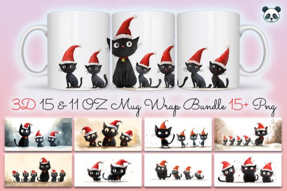 Christmas Black Cat Mug Wrap Bundle Graphics and Crafts Review