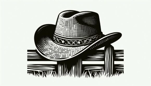 Cowboy Hat on a Fence Graphics and Illustrations Review
