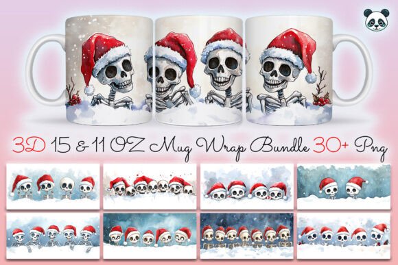 Cute Skeletons Mug Wrap Bundle: Graphics and Crafts for Seasonal Branding