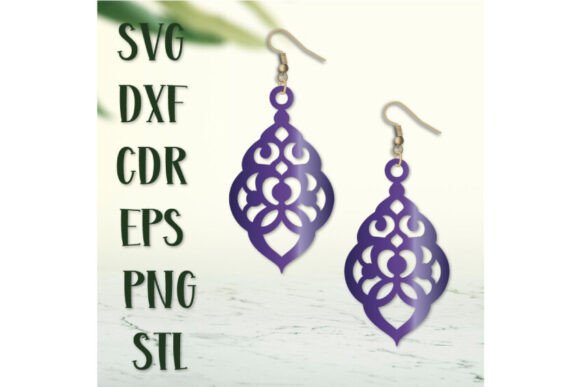 Drop Earrings SVG, Earrings Cricut, STL Graphics in Crafts
