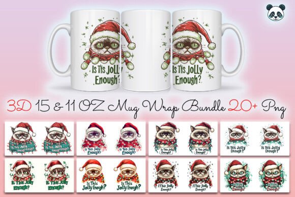Funny Cat Christmas Mug Wrap Bundle Graphics and Crafts