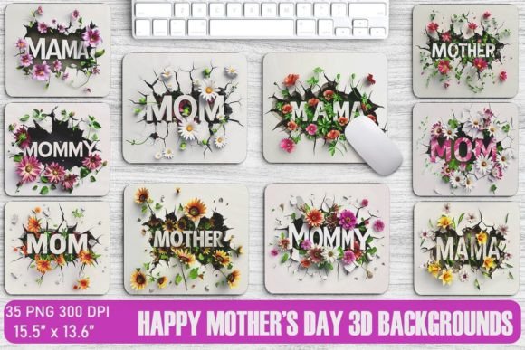 Happy Mother s Day 3D Backgrounds Bundle