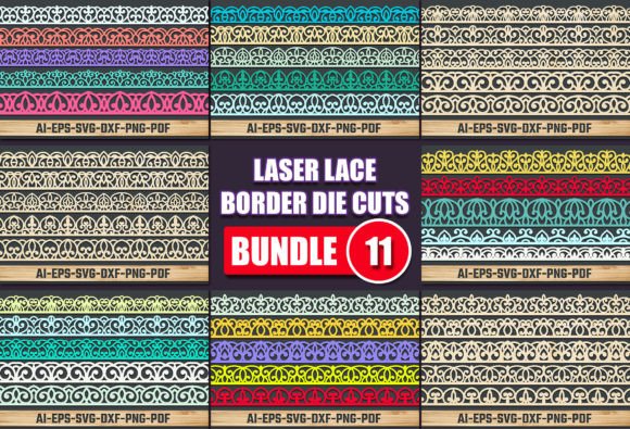 Laser Cut Lace Border Die Cuts Bundle 12 for Laser Cutting and Other Home Decor