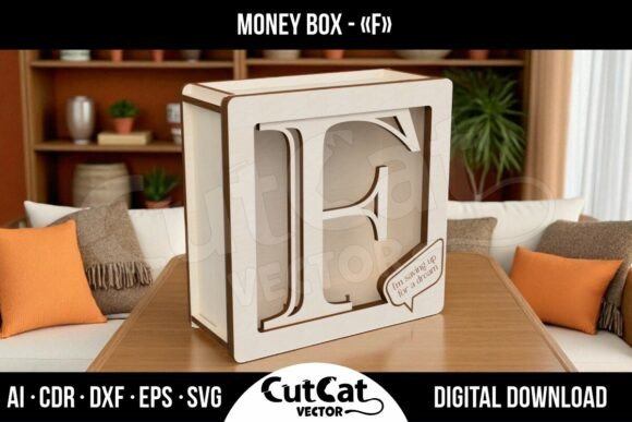 Letter «F» Money Box - Laser Cut File