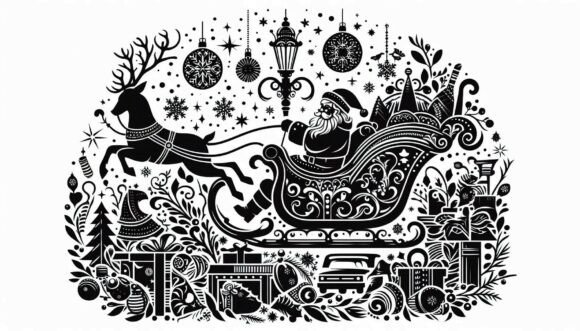 Santa in a Sleigh Graphics and Illustrations for Sellers