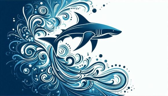 Shark Swimming in the Ocean Graphics and Illustrations Review